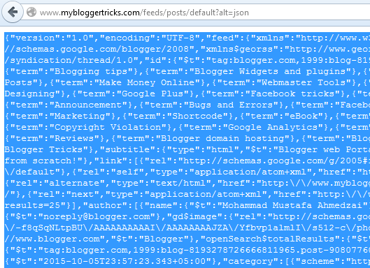 raw JSON
