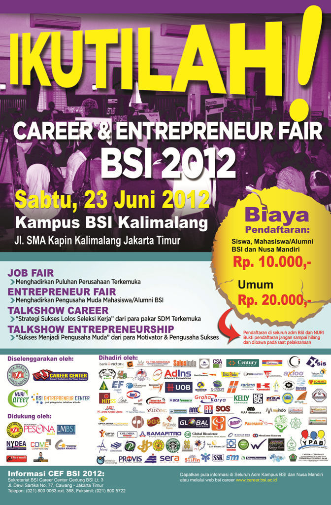 Ikutilah Career Entrepreneur Fair BSI 2012 ~ www.bsi1 