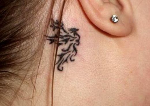 Ear phoenix tattoo design