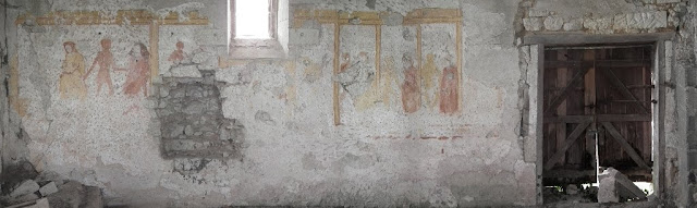 Medieval danse macabre wall painting depicting women, Indre et Loire, France. Photo by Loire Valley Time Travel.