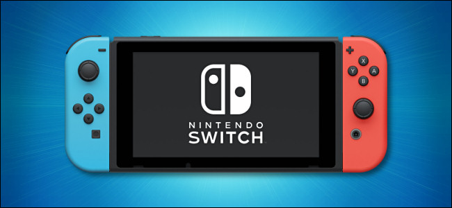 وحدة تحكم Nintendo Switch على خلفية زرقاء