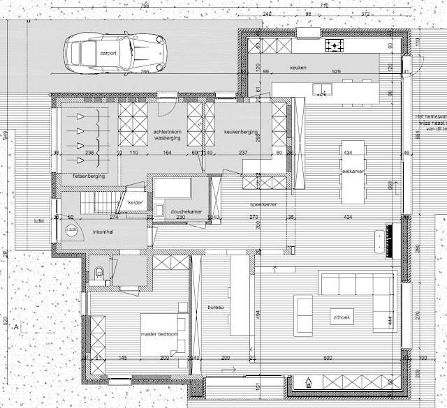 Plan nieuw uit te voeren verbouwing gelijkvloers woning jaren 60