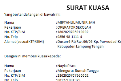 Download Contoh Surat Kuasa Yang Bisa Di Gunakan Untuk Apasaja Jos