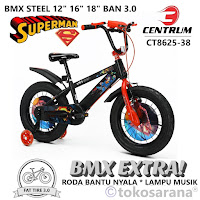 Sepeda BMX Anak Centrum CT8625-38 Superman 12" Ban Gede 3.0" 2-4 Tahun Hi-Ten Steel  Fat Tire Kids Bike