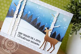 Sunny Studio Stamps: Here Comes Santa Foxy Christmas Rustic Winter Dies Snowy Hill Forest Scene Card by Eloise Blue