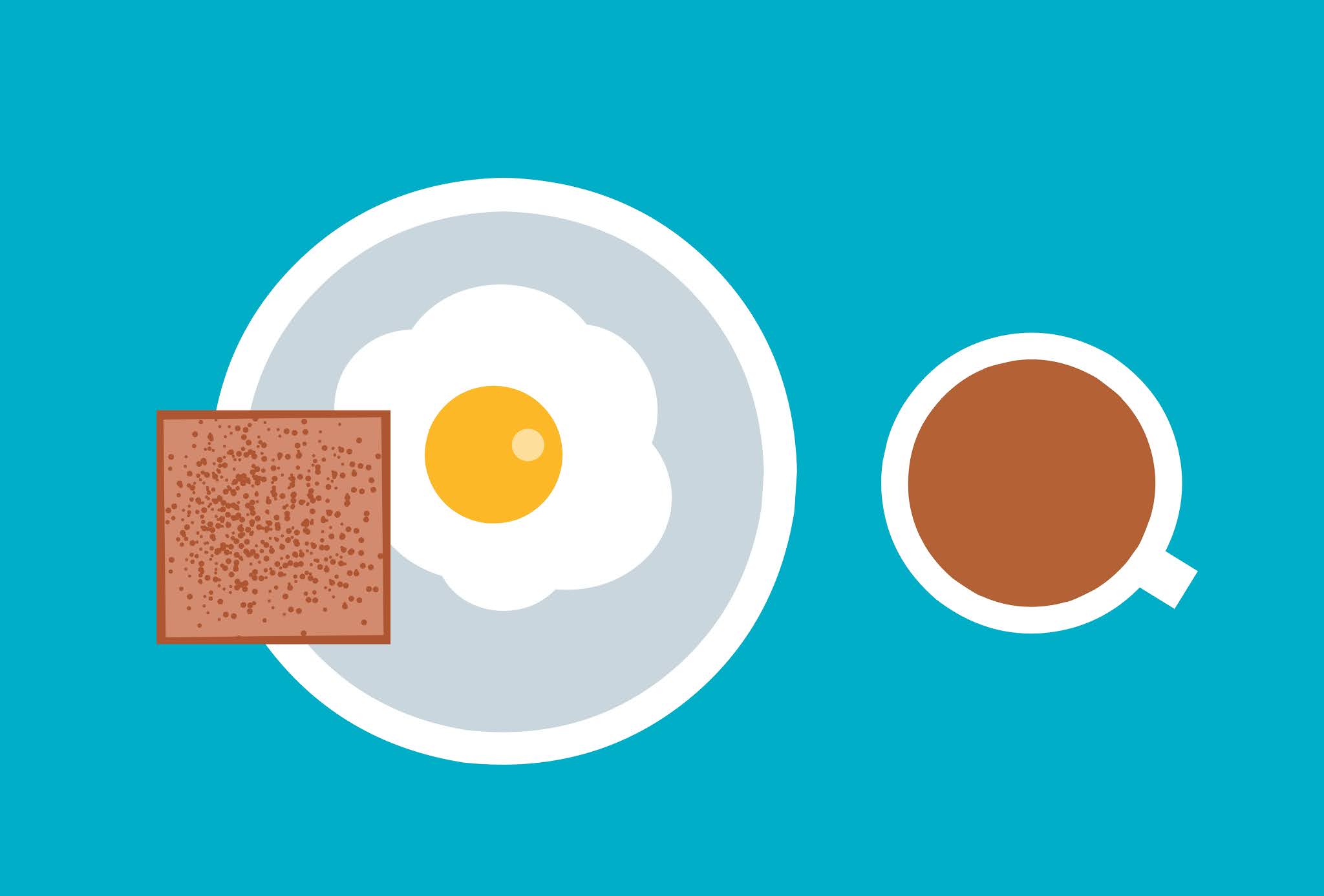 Egg and coffee breakfast graphic design