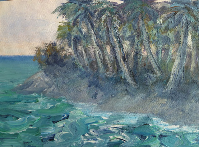 Coastal Decor Painting of  a seascape with Palm Trees