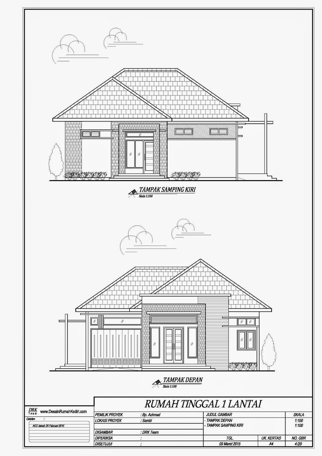 LT 01 Rumah  Type 120 Minimalis  1 Lantai Bp Ahmad Sambi Kediri Jasa Desain Rumah  Terpercaya