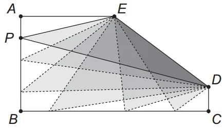 figura mostra um pentágono ABCDE tal que AB = 4, BC = 8, CD = 1, AE = 4 , e os ângulos ABC, BCD e EAB são retos