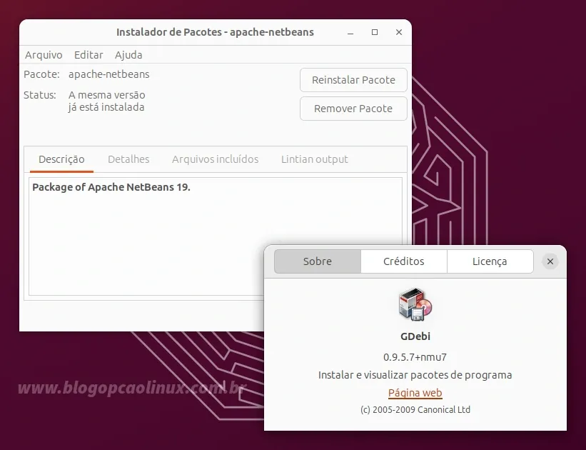 GDebi executando no Ubuntu 23.10 (Mantic Minotaur)