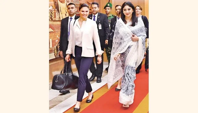 Crown Princess Victoria and State Minister for Cultural Affairs Nahid Izhar Khan