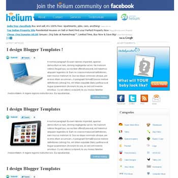 Helium Blogger Template. image slider blogger template. 3 column footer template blog