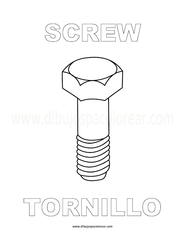 Dibujos Inglés - Español con T: Tornillo - Screw