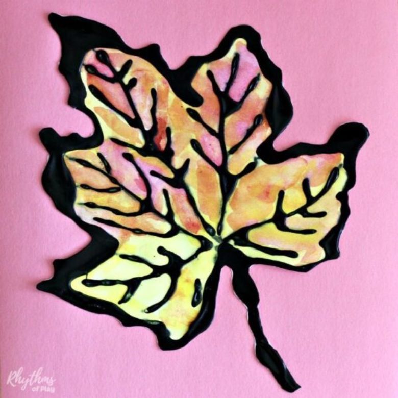 watercolor fall leaves autumn craft for kids