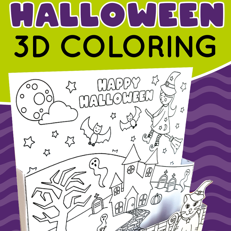 Halloween Coloring Pages - 3D Halloween Scene - Messy Little Monster