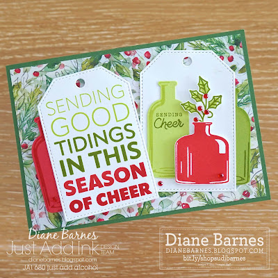 Handmade Christmas card with bottle and cheer theme. Using Stampin' Up! Joy to You & Bottled Happiness stamp sets, Merriest Trees dies and Joy of Christmas paper. Card by Diane Barnes - Independent Demonstrator in Sydney Australia. stampinupcards - colourmehappy - stampinupchristmas - 2023 Christmas Mini Catalogue