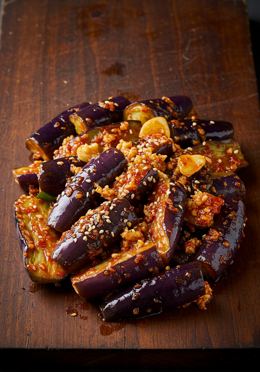 Korean Spicy Garlic Eggplant Recipe