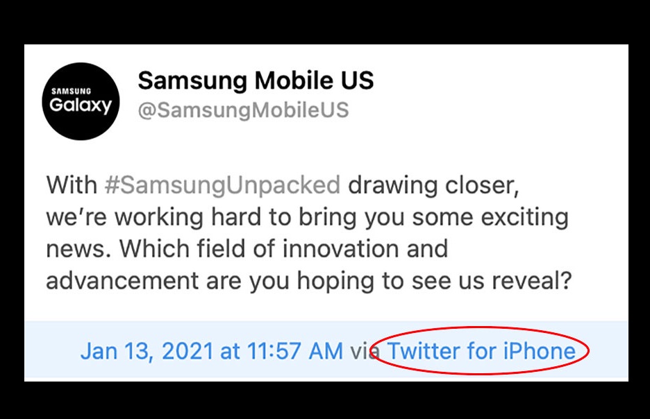 Samsung Slips Up And Tweets About An Event Promotion Using An Iphone Digital Information World