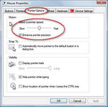 kotak dialog Mouse Properties pada Windows Vista