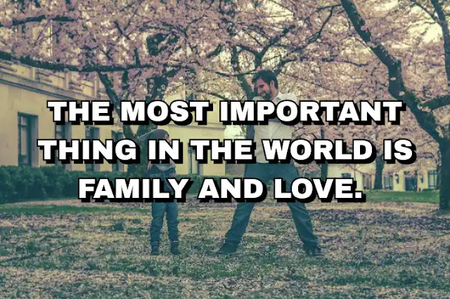 The most important thing in the world is family and love. John Wooden