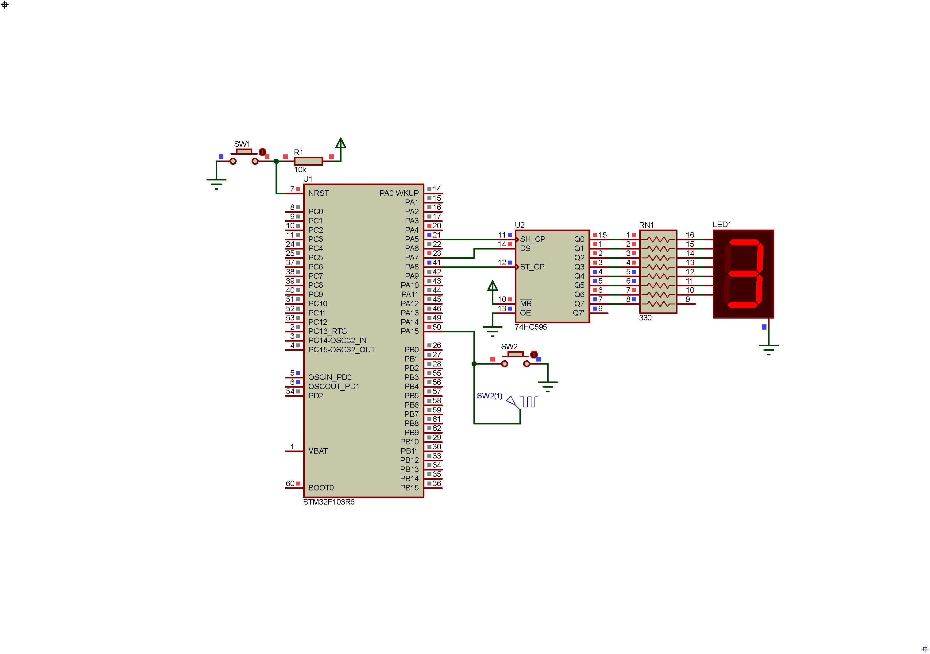 STM32F103R6 SPI Interfaces To A Single Seven-Segment Display