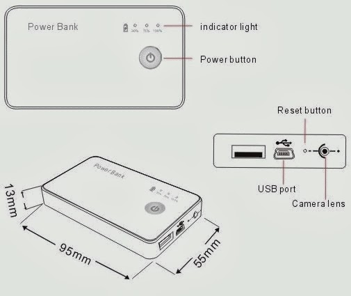 Spy Cam Power Bank 3000 mAh HD DVR Motion Detection  rekam 8 Jam d