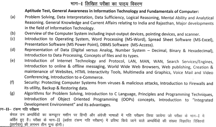 RSMSSB Informatics Assistant Exam Syllabus Pattern 2023: