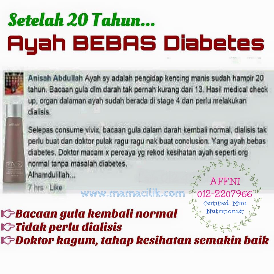 Testimoni Vivix Untuk Pesakit Diabetes / Kencing Manis