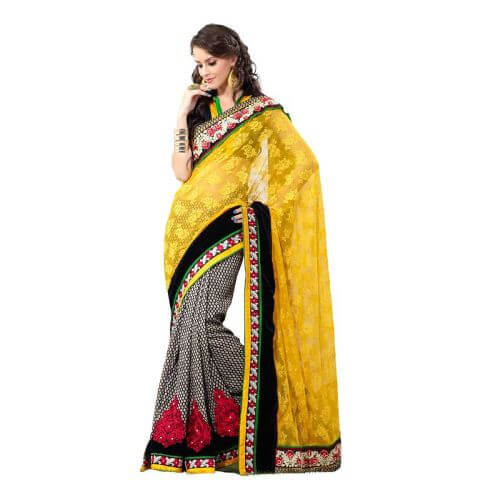 Yellow Fancy Embroidery Saree