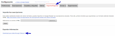 Exportar información de Google Reader