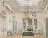 Interiors of the Winter Palace. The Green Dining Room by Luigi Premazzi - Architecture, Interiors Drawings from Hermitage Museum