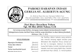 Lembar Misa "Hari Raya Kenaikan Yesus Kristus" Tanggal 5 Mei 2015