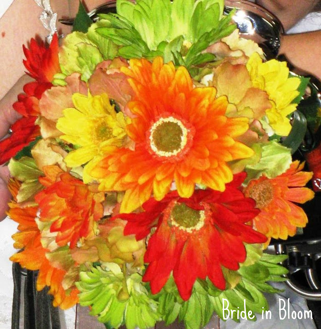 Autumn bridal bouquet gerbera dasiy wedding flower set