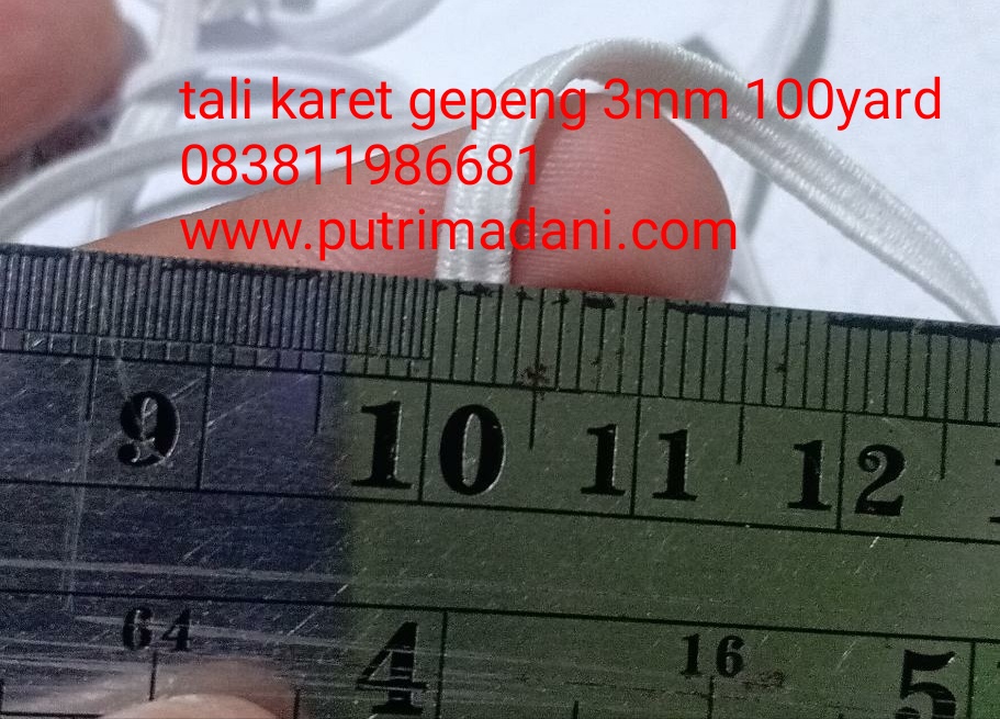 tali karet gepeng 3mm panjang 100 yard