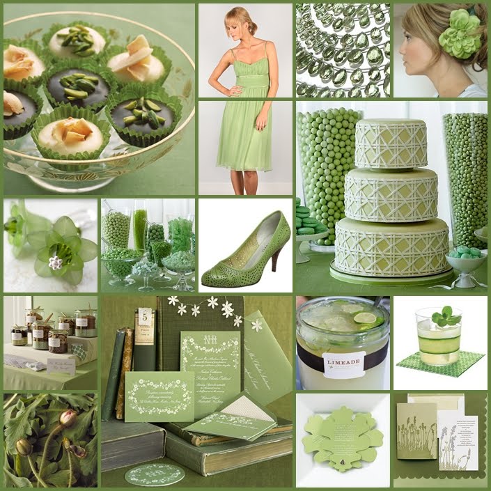  floating candles and green apple place cards and wedding centerpieces