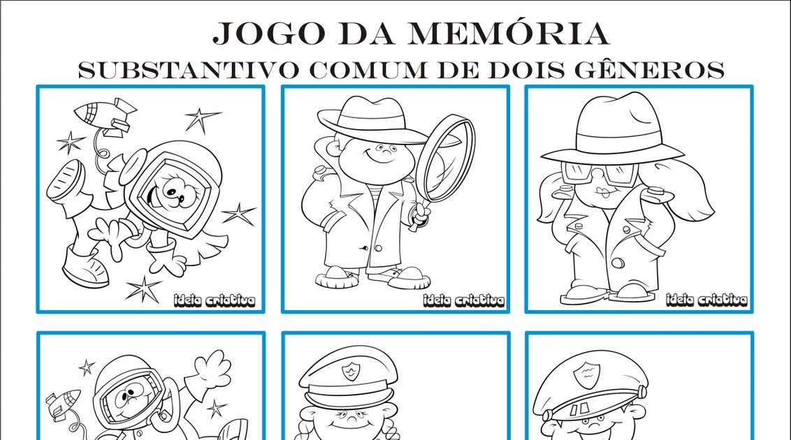Jogo da Memória - Substantivo Comum de Dois Gêneros 