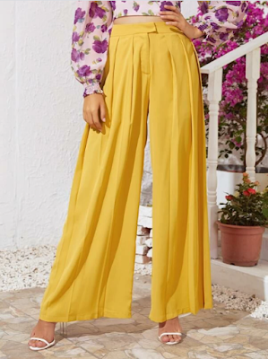 SHEIN Pleated Panel Wide Leg Pants