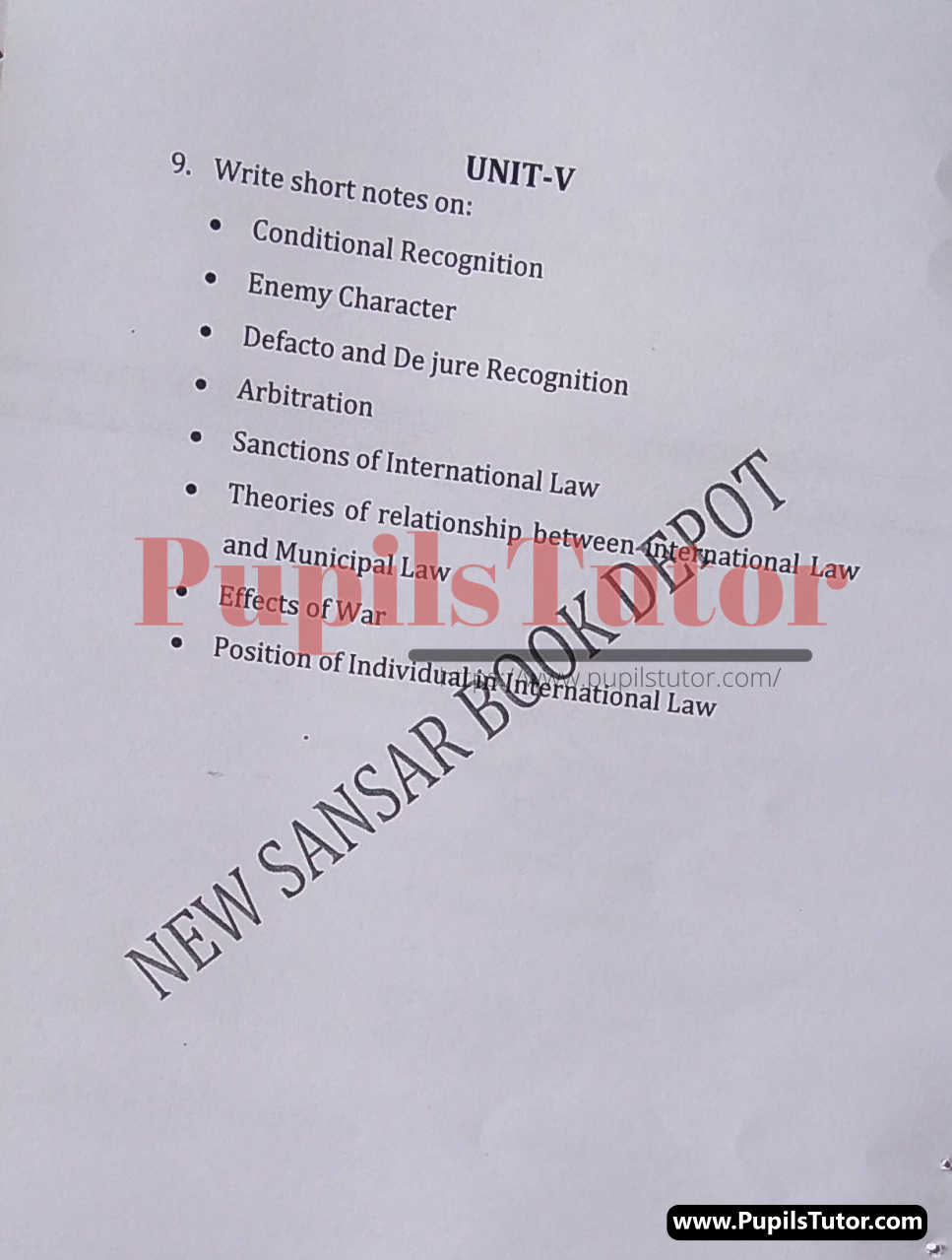 M.D. University LL.B. Public International Law Second Semester Important Question Answer And Solution - www.pupilstutor.com (Paper Page Number 2)