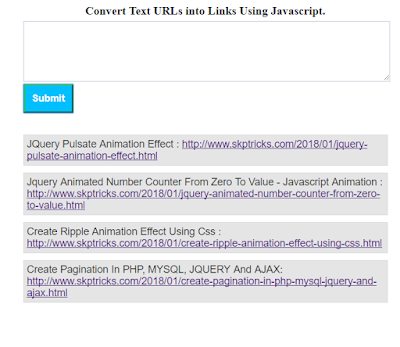 Convert Text URLs into Links Using Javascript : https://goo.gl/JZLKmF