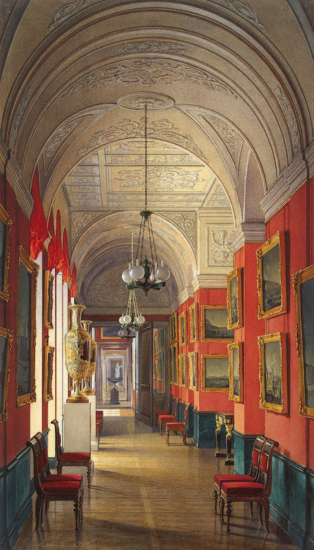 Interiors of the Small Hermitage. The Gallery of St Petersburg's Views by Edward Petrovich Hau - Architecture, Interiors Drawings from Hermitage Museum