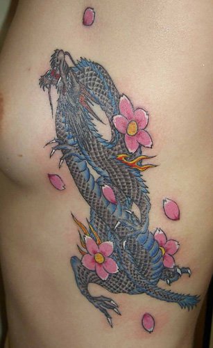 color and real good Dragon Tattoo art design Girl.
