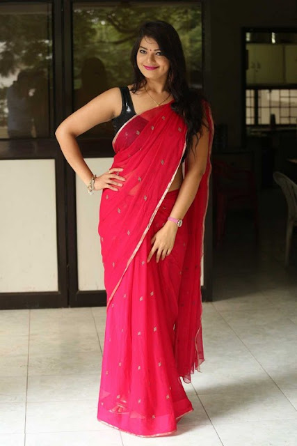 Ashwini armpits and navel in red saree
