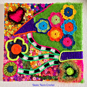Crochet painting with button art - Freeform Crochet