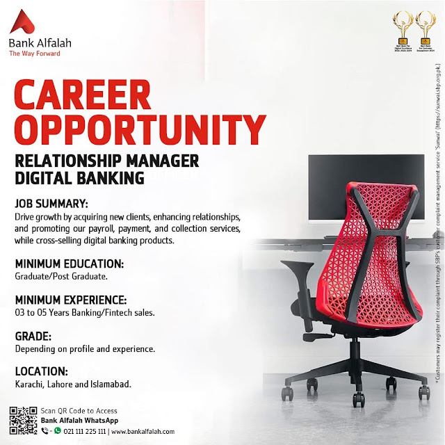 Bank Alfalah Latest Jobs in Karachi/Lahore/Islamabad Relationship Manager Digital Banking 2025