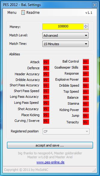 BAL Settings 1.1 - PES 2012