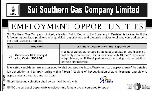 Sui Southern Gas Company Limited SSGC Jobs 2023 in Karachi Sindh