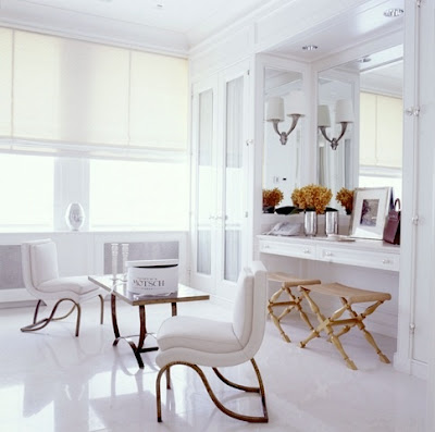 White with gold bench