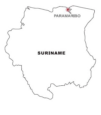 Mapa de Suriname para colorear