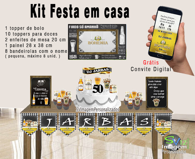 Boteco Cerveja Bohemia dicas e ideias para decoração de festa personalizados kit festa em casa