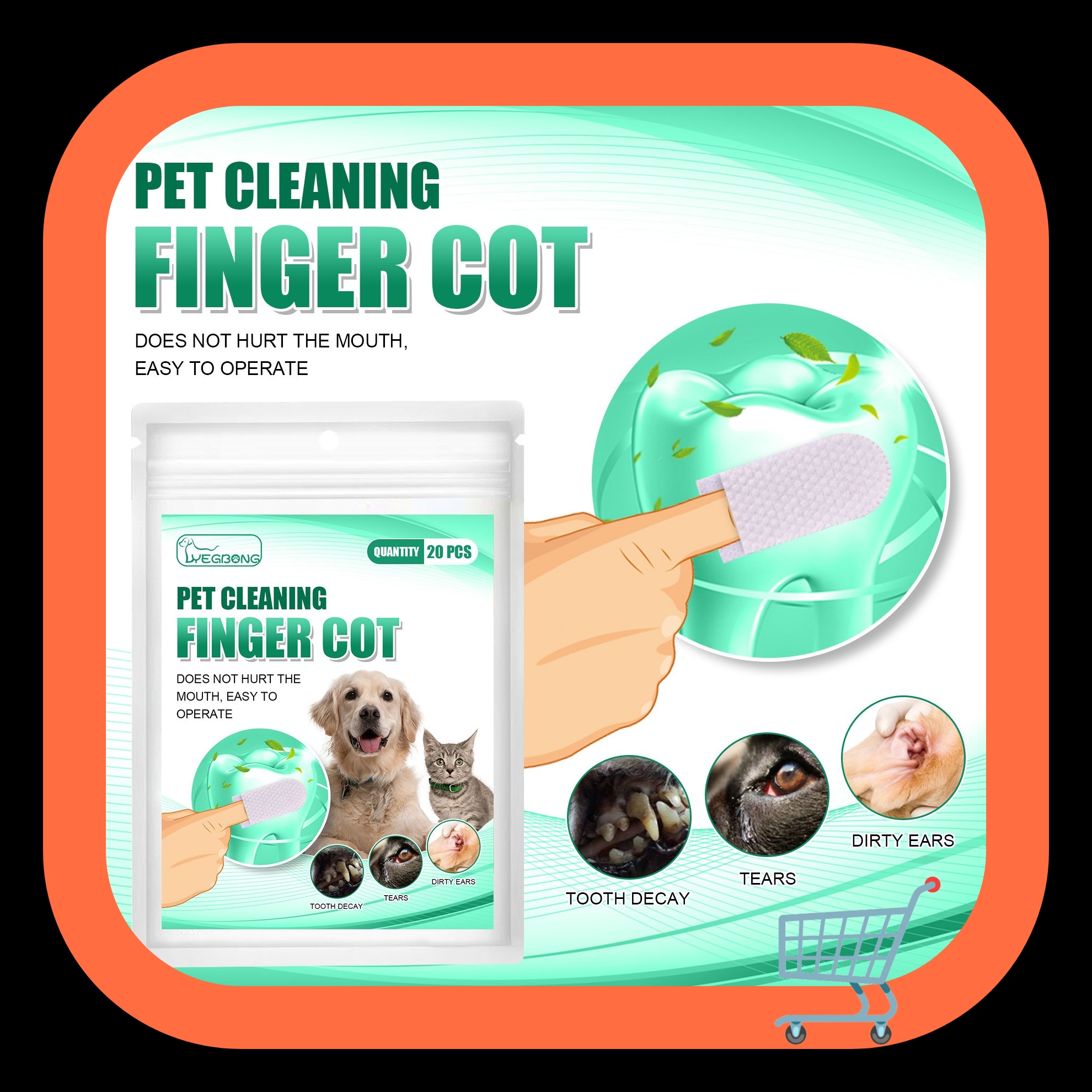 Pet Cleaning Teeth Finger Wipes Remove Tartar And Tears